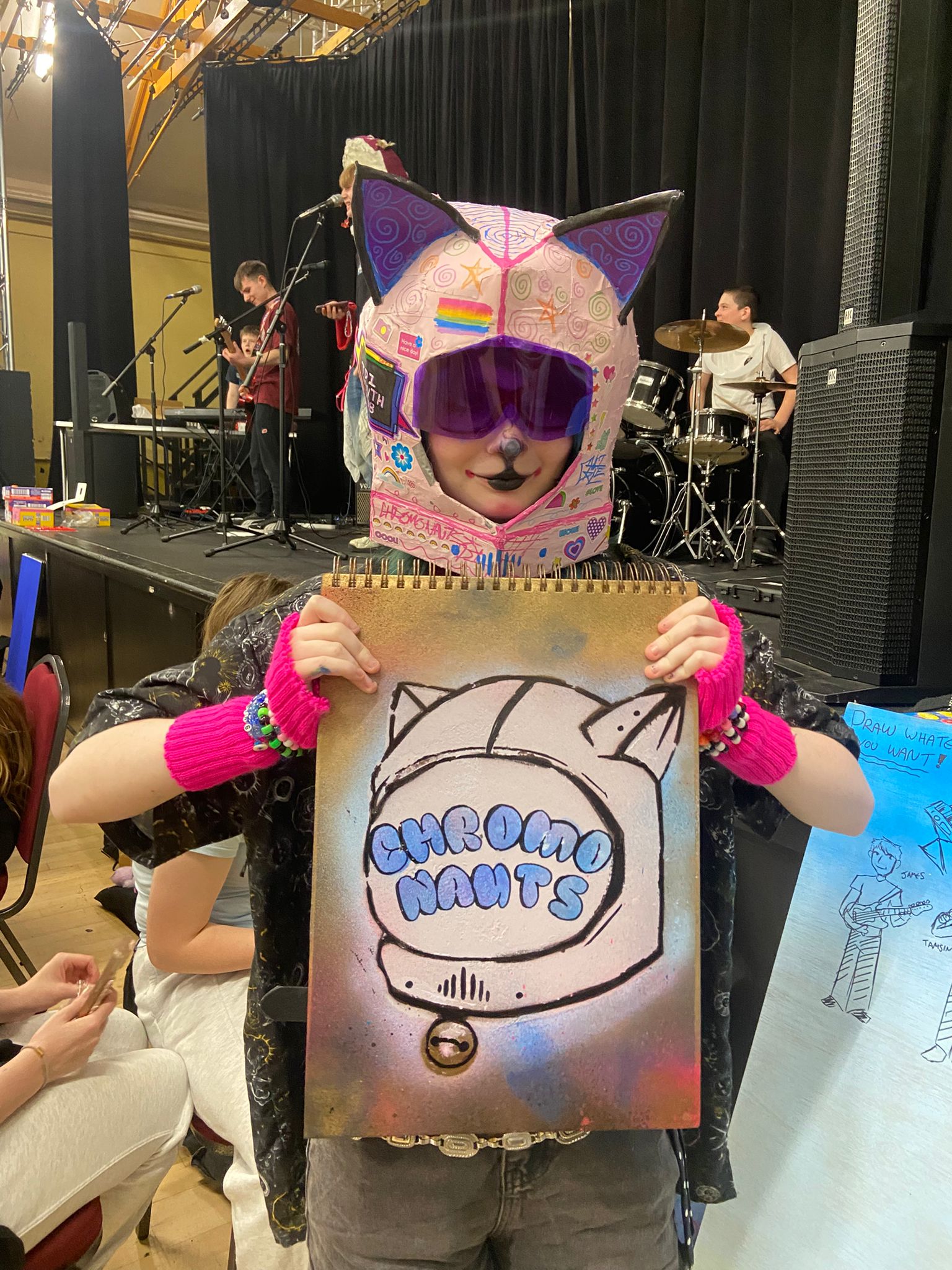 A colourful handmade character at a TD1 creative event